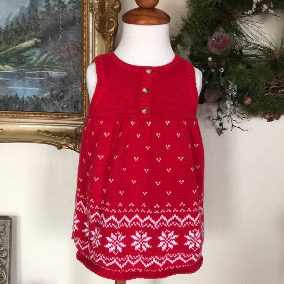 Carter’s Baby Girl Snowflake Sweater Dress - Picture 2 of 9